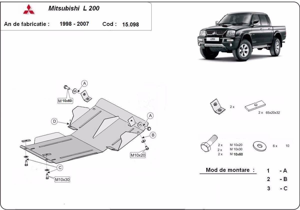 Cubre cárter metálico Mitsubishi L200 (1998-2007) a medida