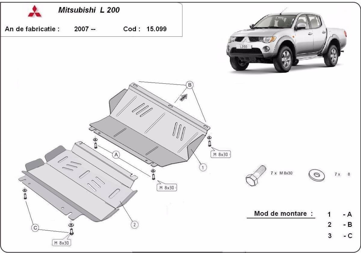 Cubre cárter metálico Mitsubishi L 200 (2005-2015) a medida
