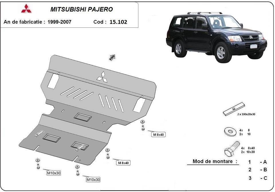 Cubre cárter metálico Mitsubishi Montero 3 (V60, V70) (1999-2007) a medida