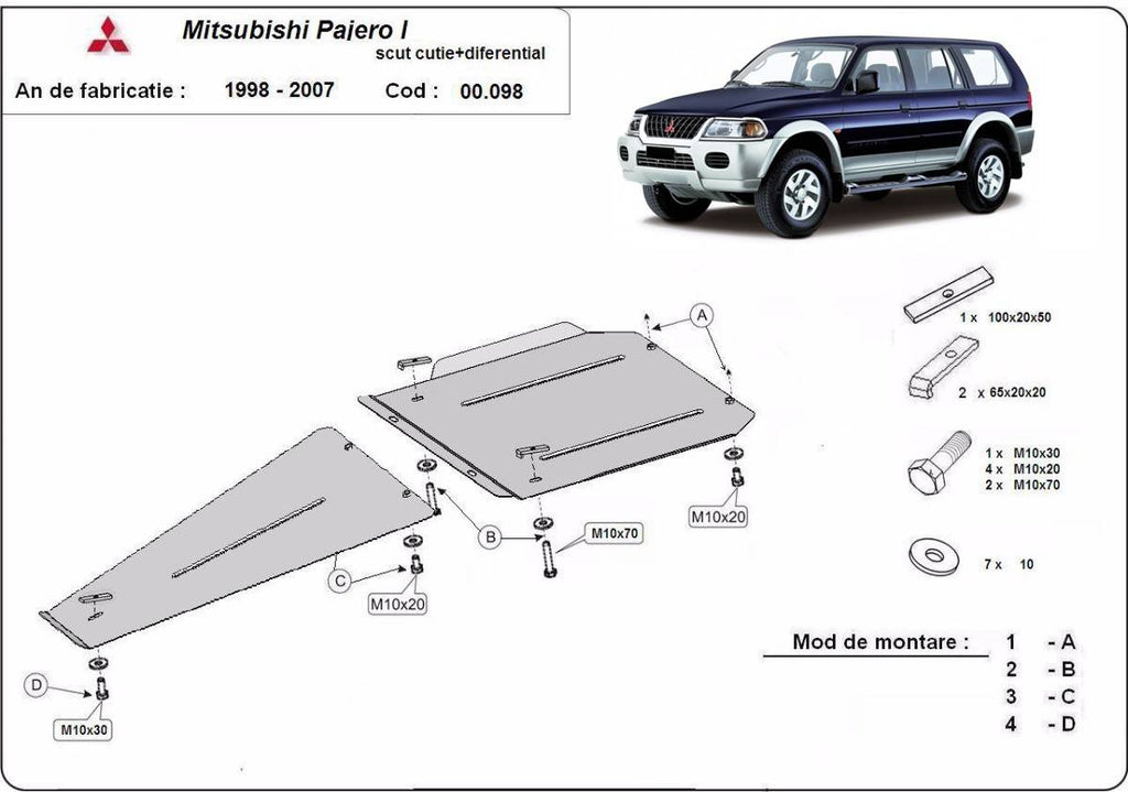 Protección de Caja de Cambios y Diferencial Mitsubishi Montero Sport 1 (1998-2007)