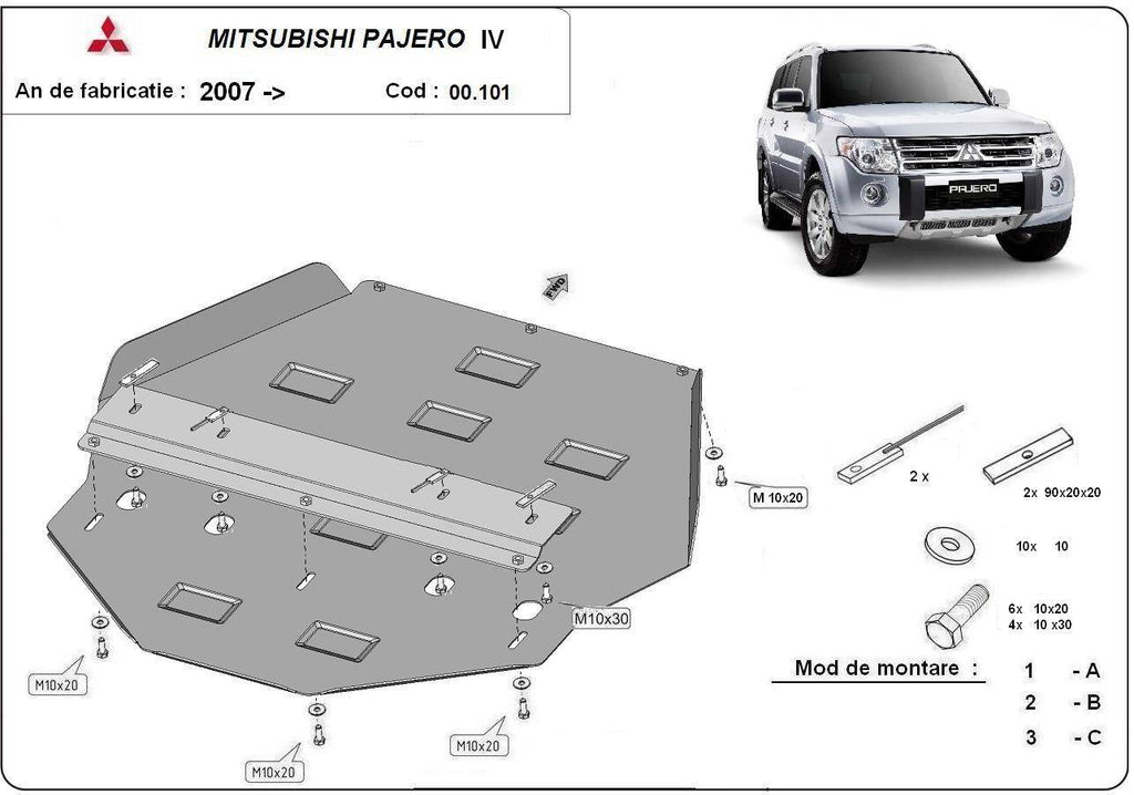 Protección de Caja de Cambios Mitsubishi Pajero 4 (V80, V90) (2007-2022)