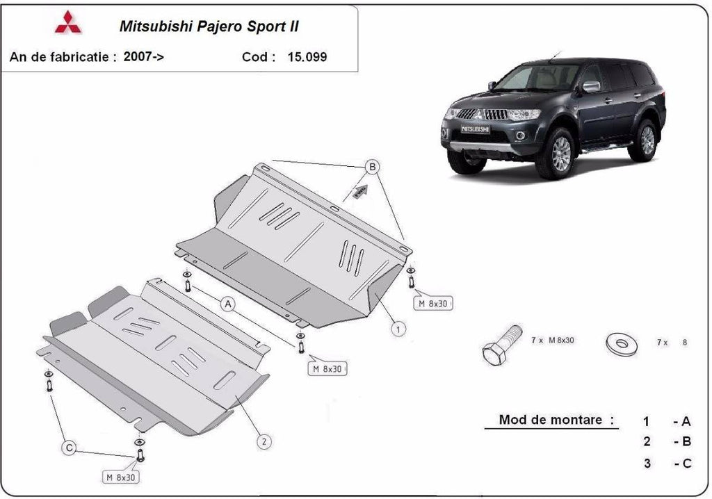 Cubre cárter metálico Mitsubishi Pajero Sport 2 (2008-2016) a medida