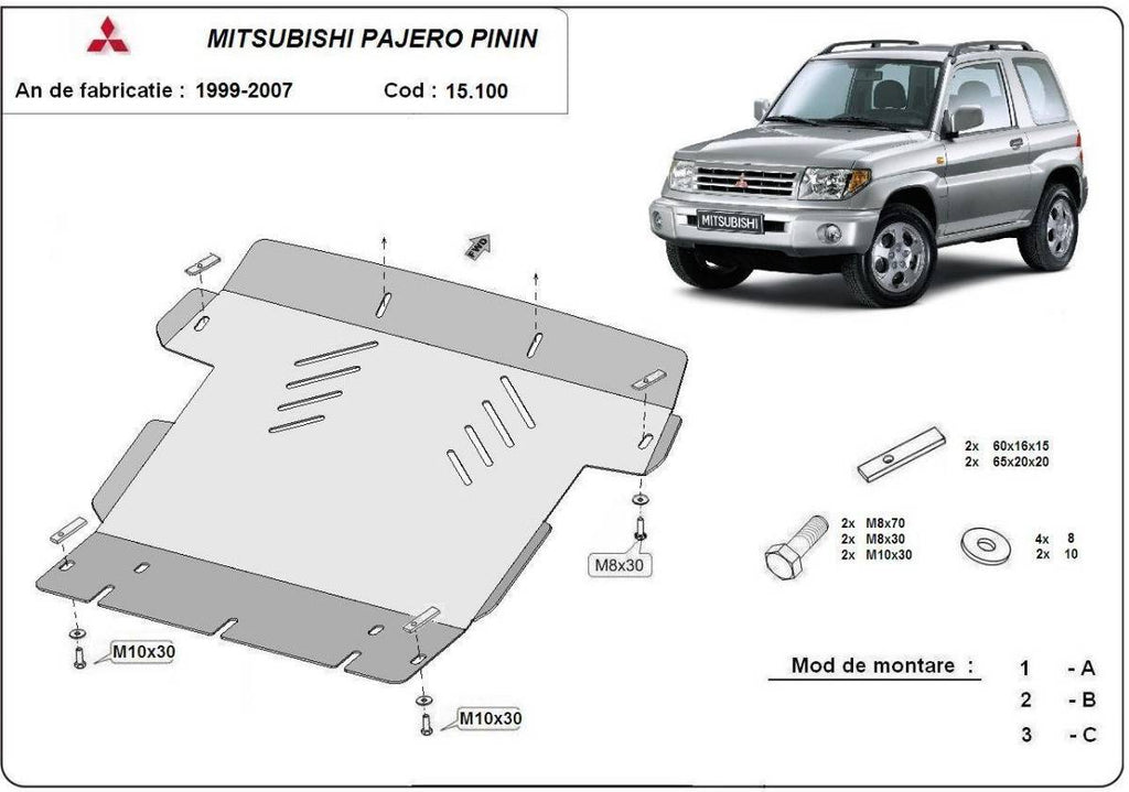 Cubre cárter metálico Mitsubishi Montero Pinin (1997-2007) a medida