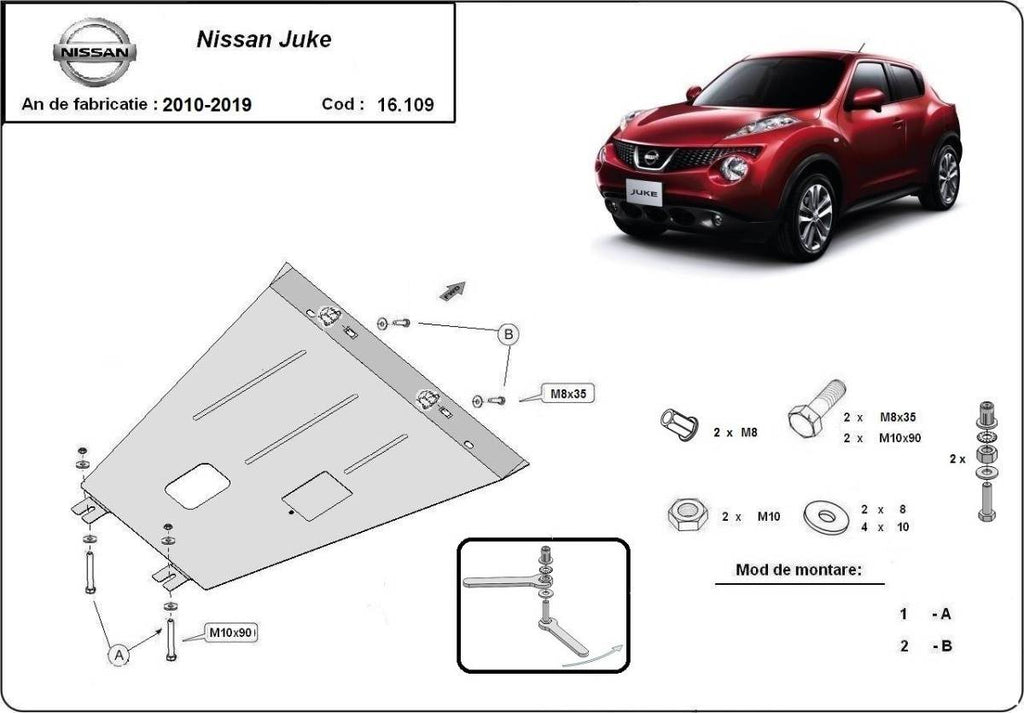 Cubre cárter metálico Nissan Juke (2010-2022) a medida
