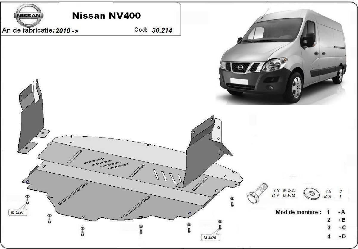 Cubre cárter metálico Nissan NV400 (2010-2022) a medida