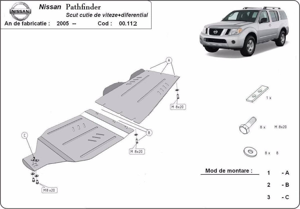 Protección de Caja de Cambios y Diferencial Nissan Pathfinder (2005-2015)