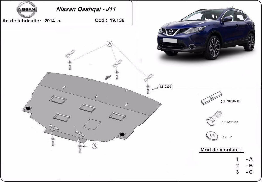 Cubre cárter metálico Nissan Qashqai J11 (2014-2022) a medida