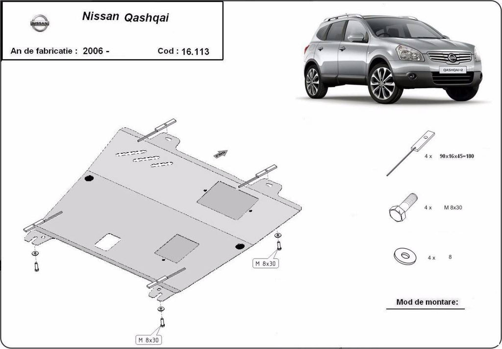 Cubre cárter metálico Nissan Qashqai (2006-2013) a medida