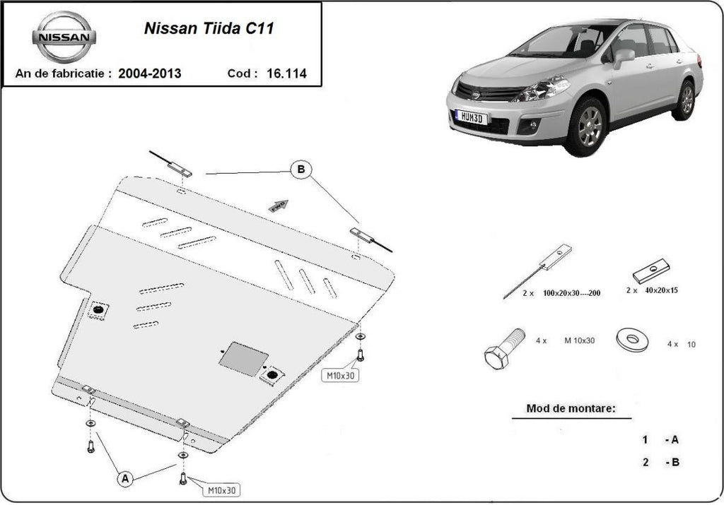 Cubre cárter metálico Nissan Tiida (2007-2011) a medida