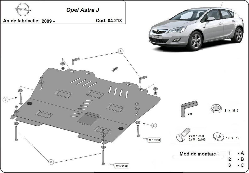 Cubre cárter metálico Opel Astra J (2009-2015) a medida