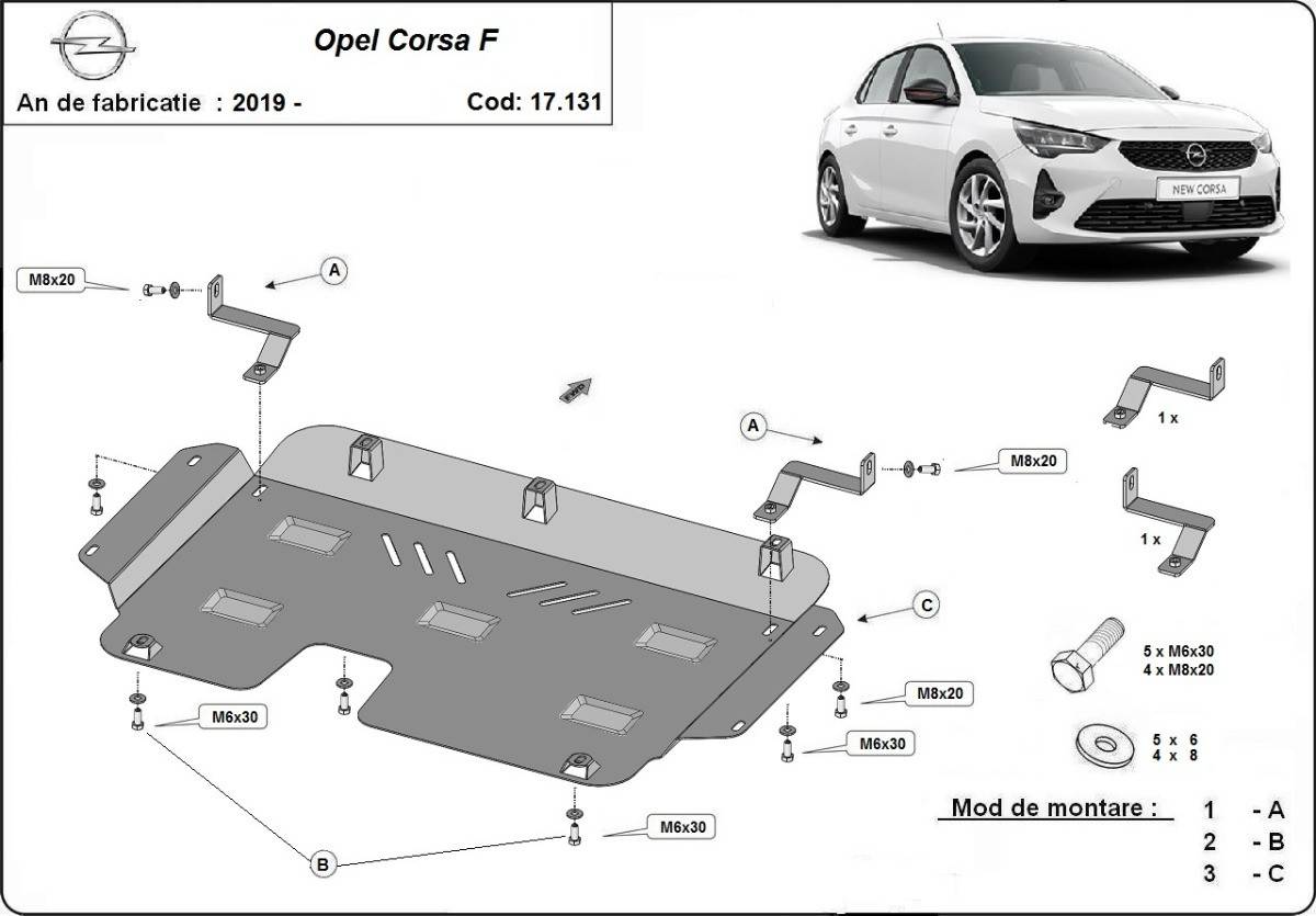 Cubre cárter metálico Opel Corsa F (2019-2022) a medida