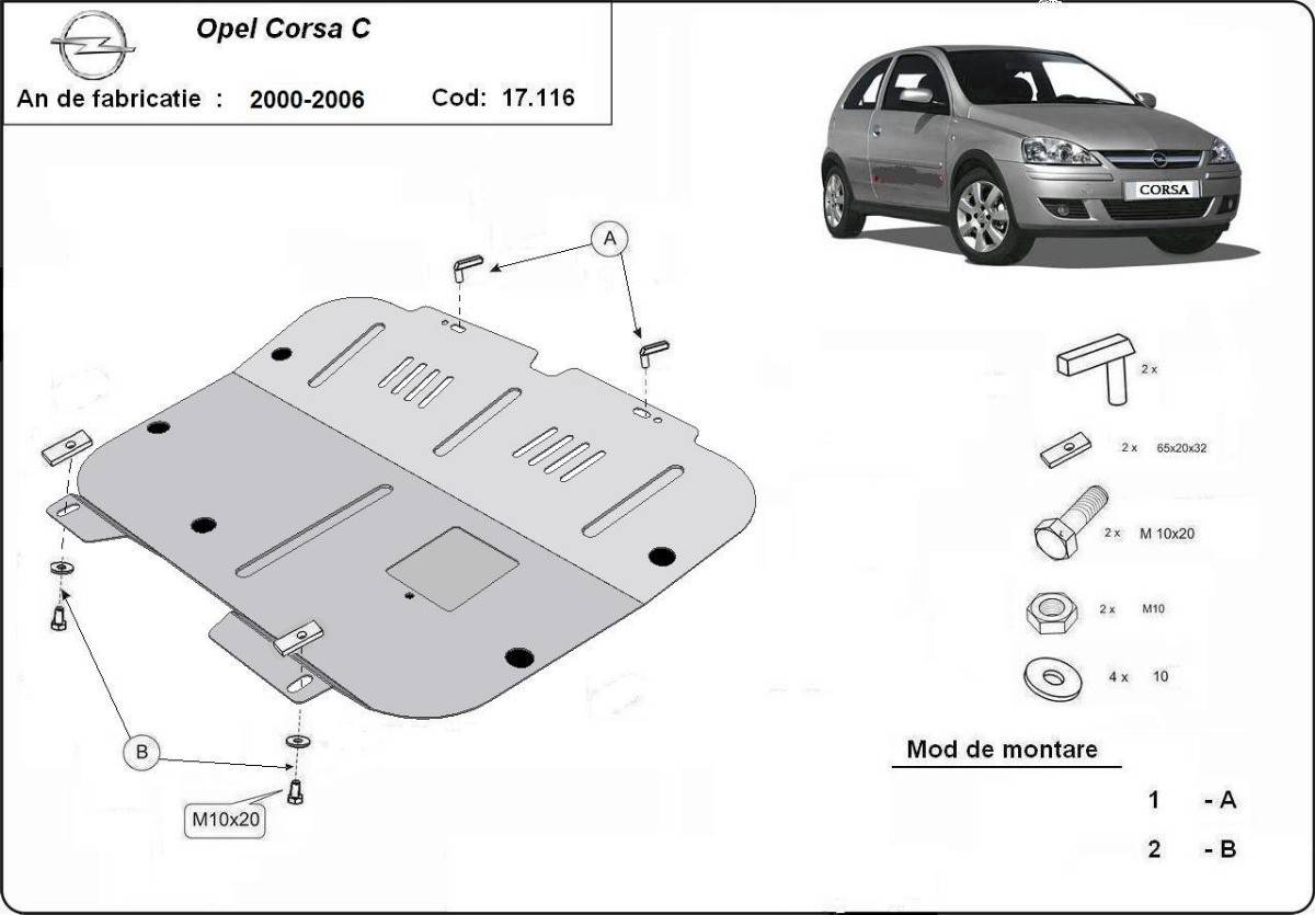 Cubre cárter metálico Opel Corsa C (2000-2006) a medida