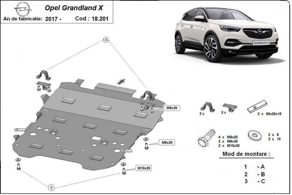 Cubre cárter metálico Opel Grandland X (2017-2022) a medida
