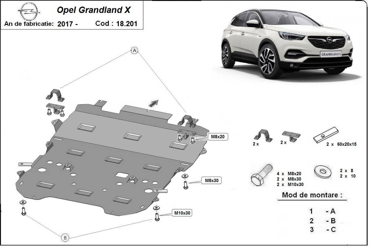 Cubre cárter metálico Opel Grandland X (2017-2022) a medida