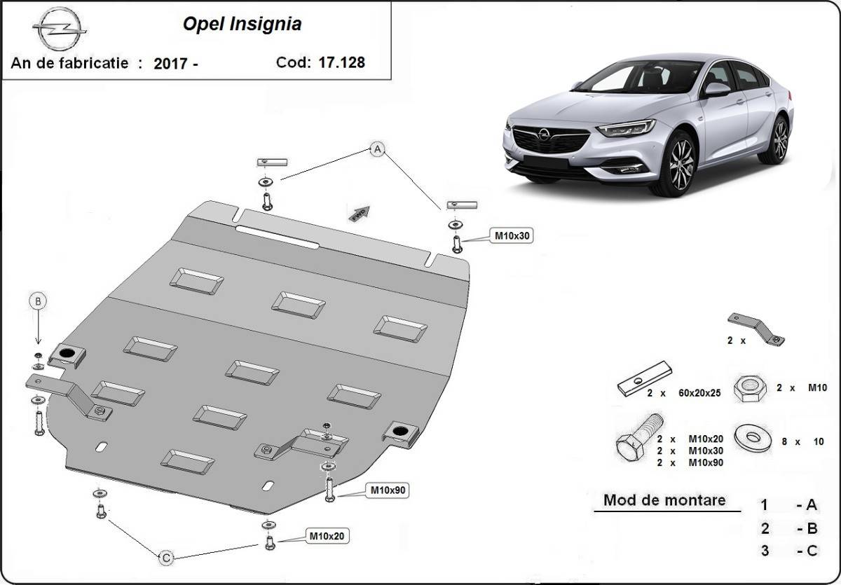Cubre cárter metálico Opel Insignia B (2017-2022) a medida
