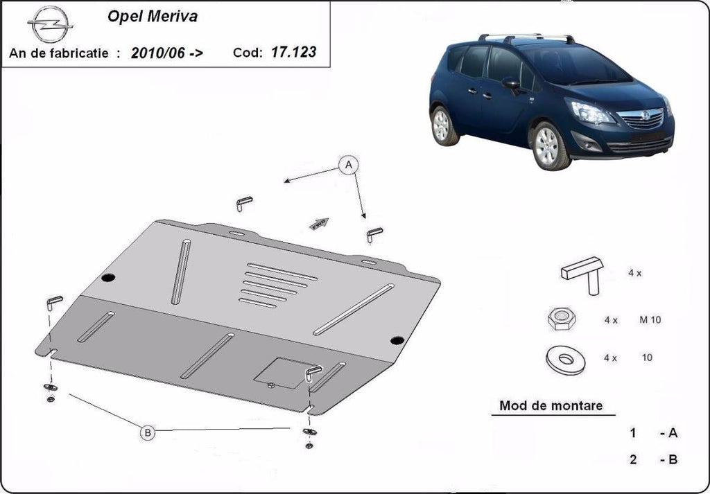 Cubre cárter metálico Opel Meriva (2010-2017) a medida