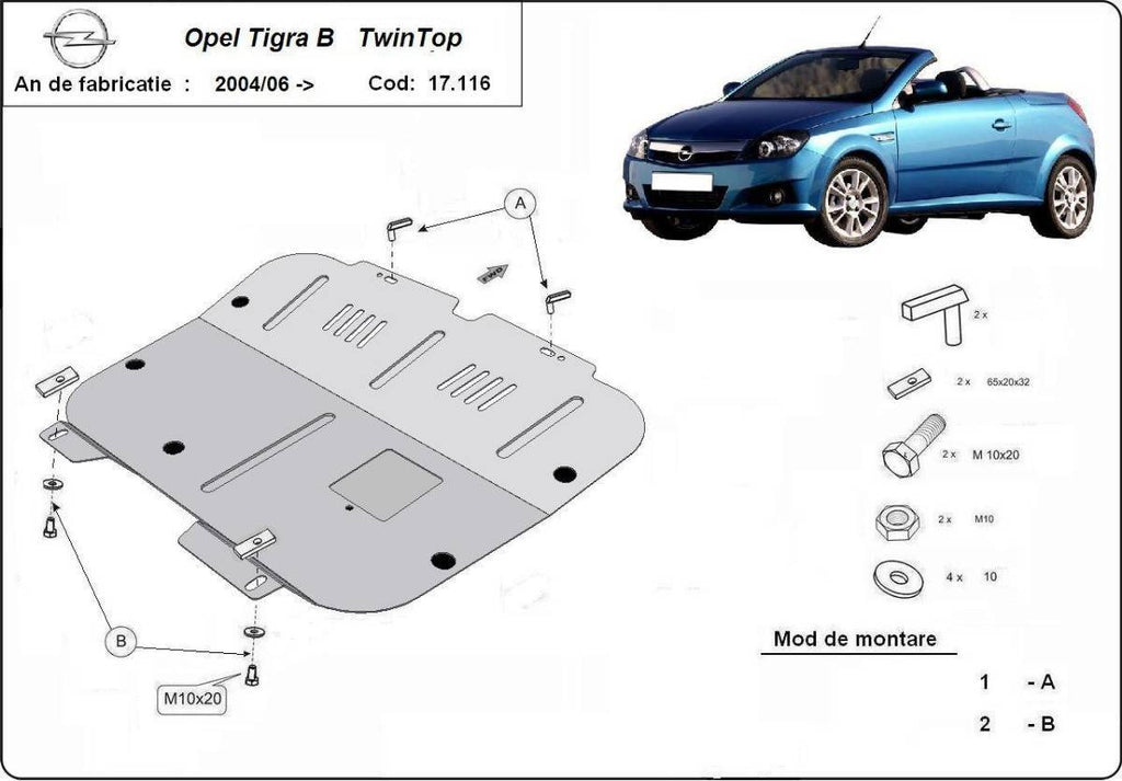 Cubre cárter metálico Opel Tigra (2004-2009) a medida