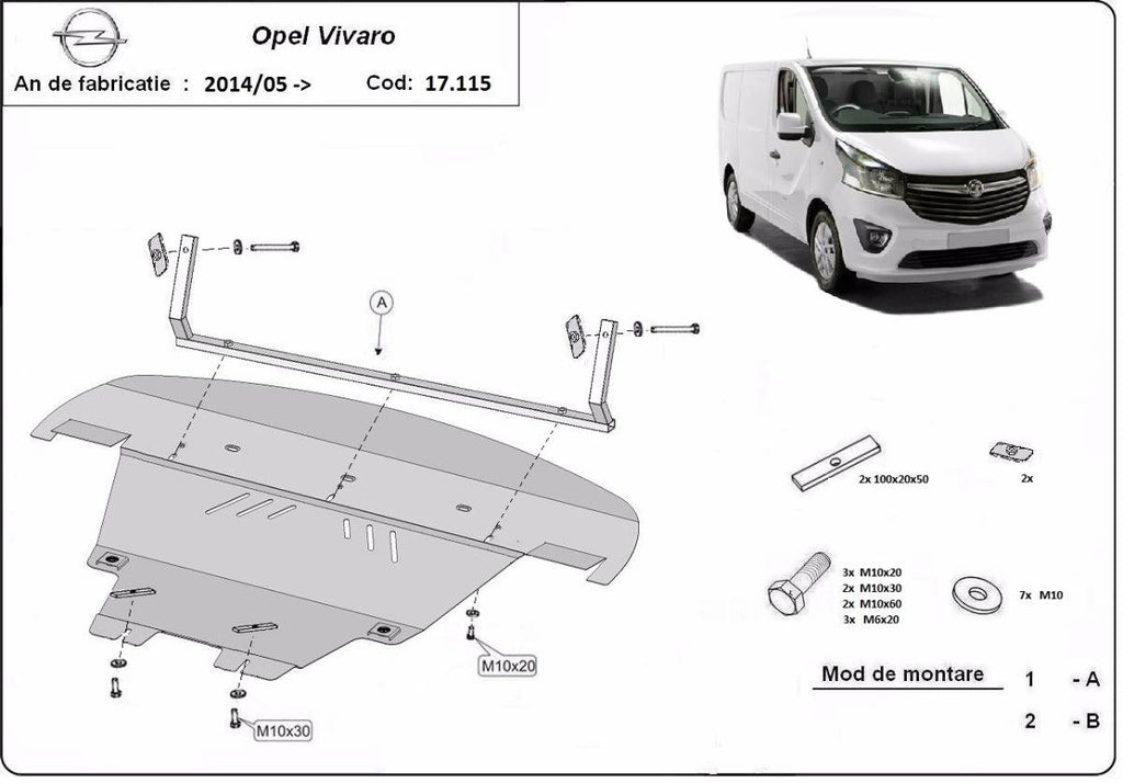 Cubre cárter metálico Opel Vivaro (2014-2019) a medida