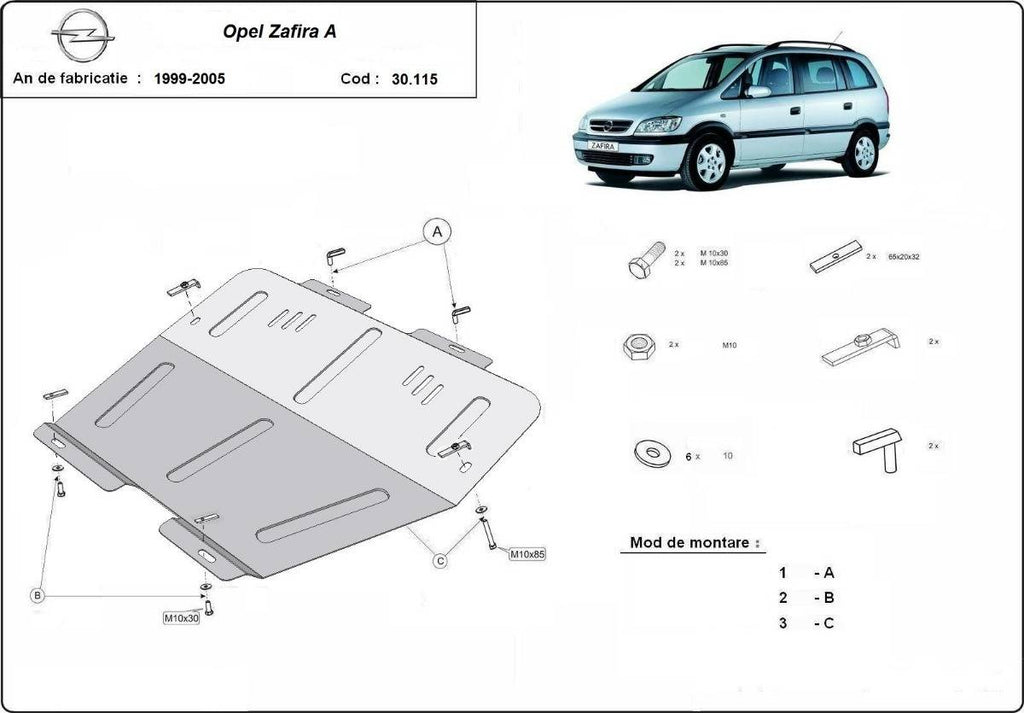 Cubre cárter metálico Opel Zafira (1999-2005) a medida