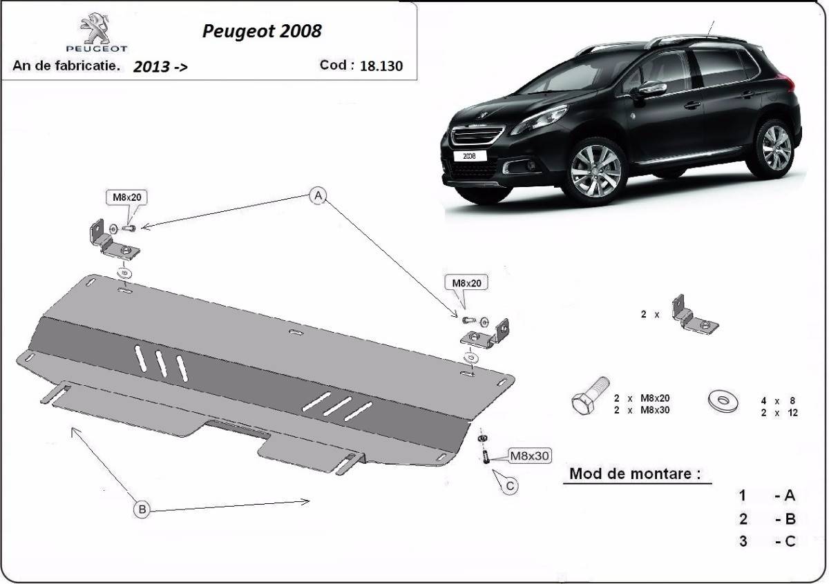 Cubre cárter metálico Peugeot 2008 (2013-2022) a medida