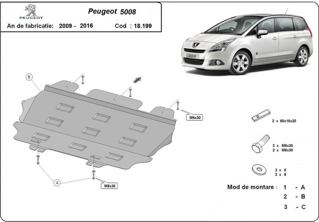 Cubre cárter metálico Peugeot 5008 (2009-2017) a medida