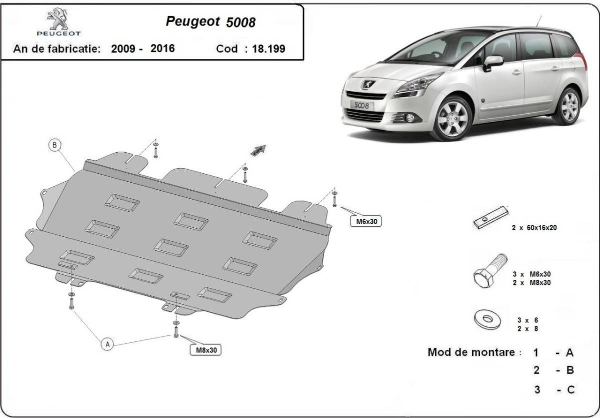 Cubre cárter metálico Peugeot 5008 (2009-2017) a medida