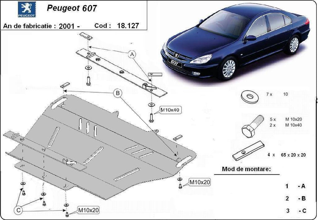 Cubre cárter metálico Peugeot 607 (2001-2010) a medida