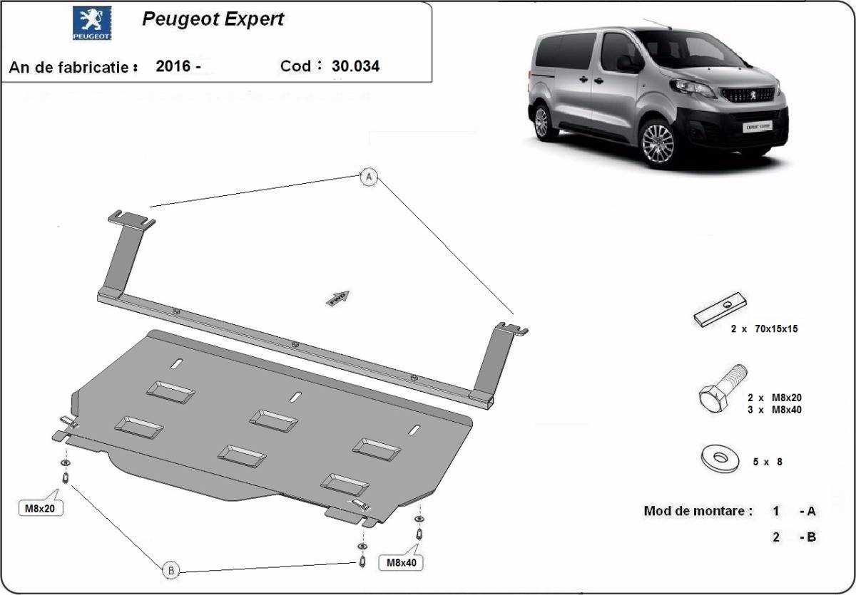Cubre cárter metálico Peugeot Expert Furgoneta (2016-2019) a medida