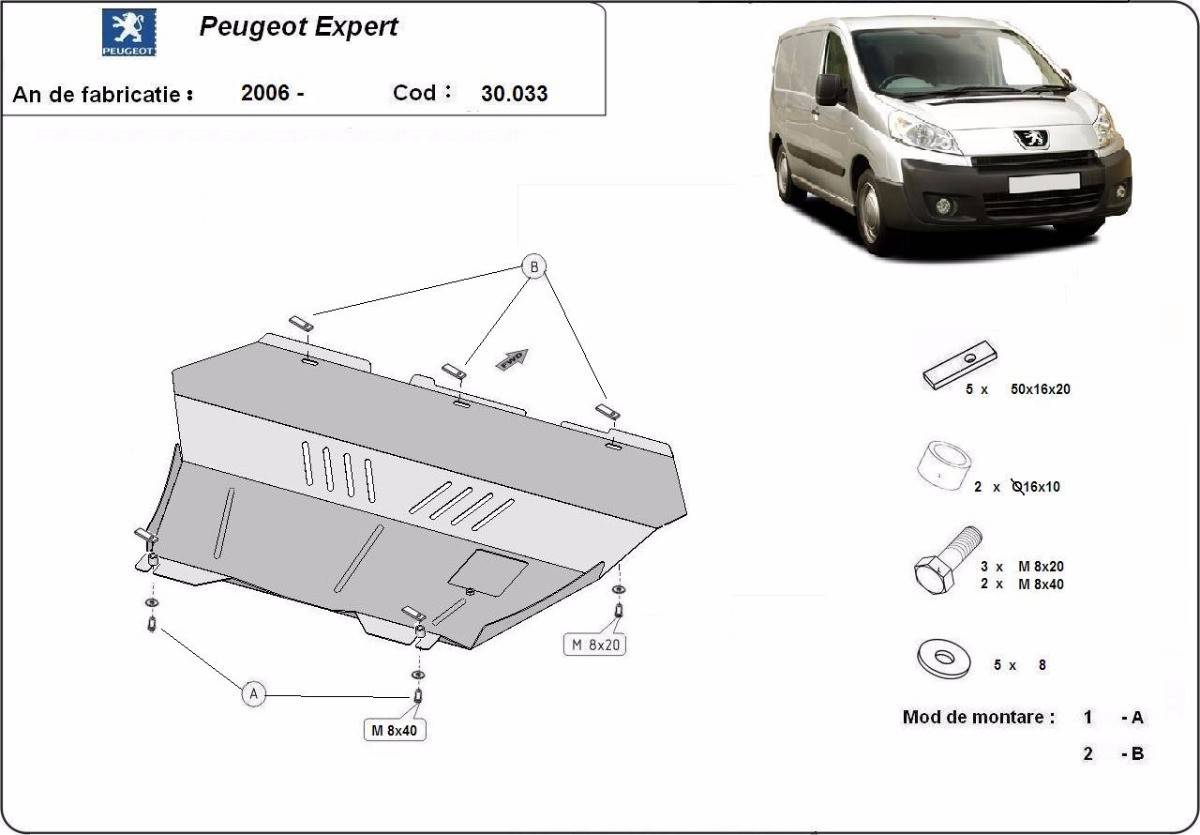 Cubre cárter metálico Peugeot Expert (2006-2016) a medida