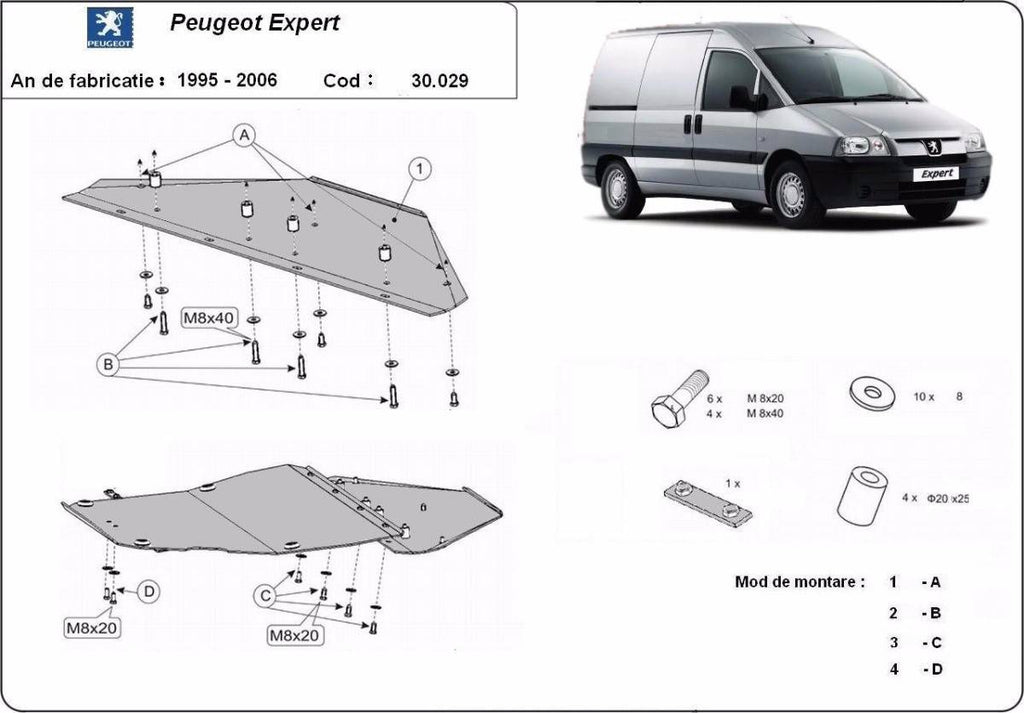 Cubre cárter metálico Peugeot Expert (1995-2006) a medida