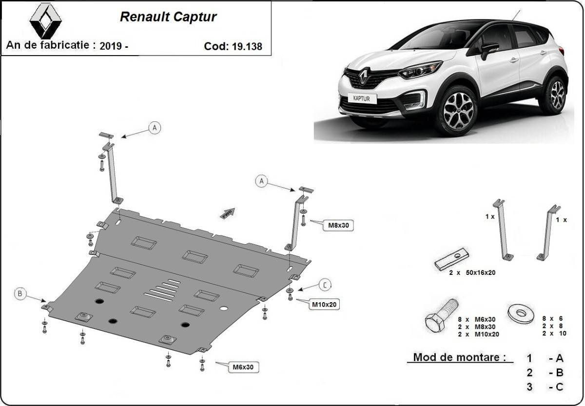 Cubre cárter metálico Renault Captur (2019-2022) a medida