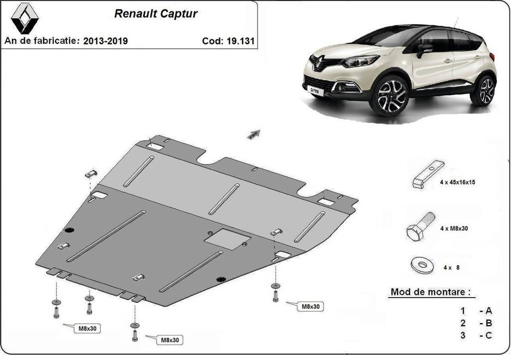 Cubre cárter metálico Renault Captur (2013-2019) a medida