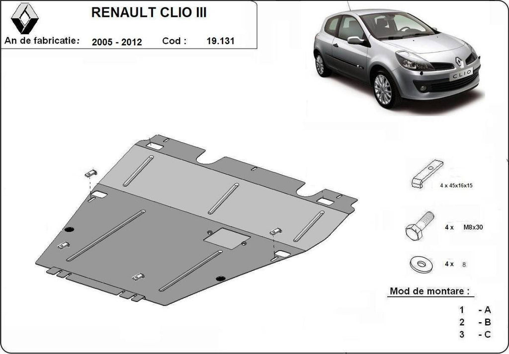 Cubre cárter metálico Renault Clio 3 (2005-2012) a medida