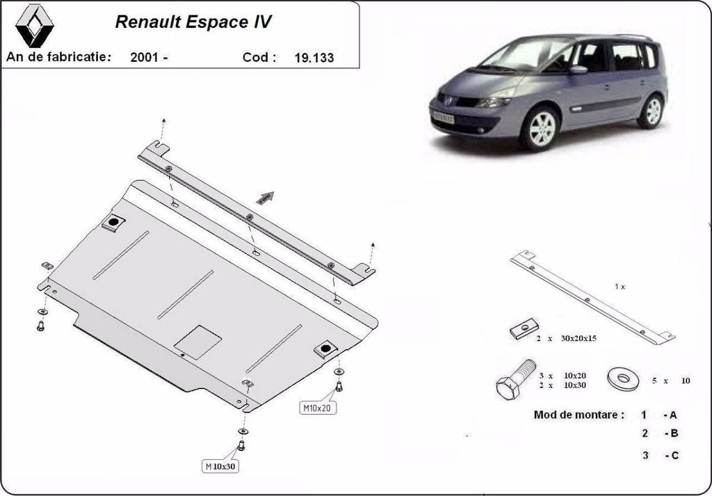 Cubre cárter metálico Renault Espace 4 (2001-2014) a medida
