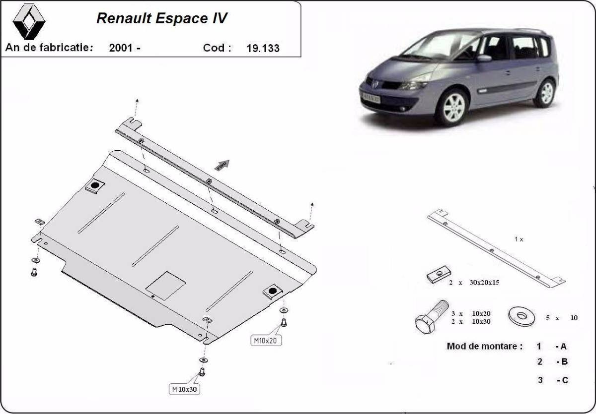 Cubre cárter metálico Renault Espace 4 (2001-2014) a medida
