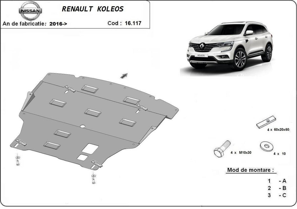 Cubre cárter metálico Renault Koleos (2016-2022) a medida