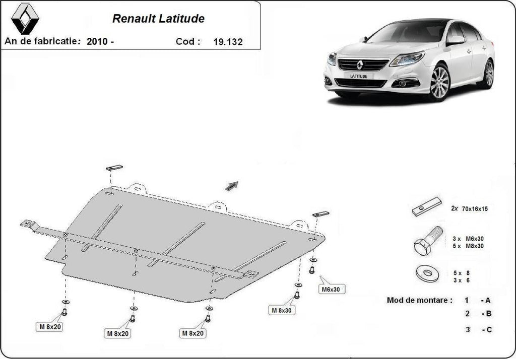 Cubre cárter metálico Renault Latitude (2010-2015) a medida