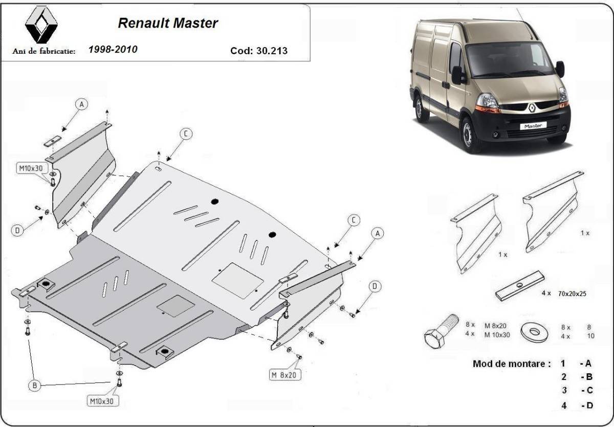 Cubre cárter metálico Renault Master 2 (1998-2010) a medida