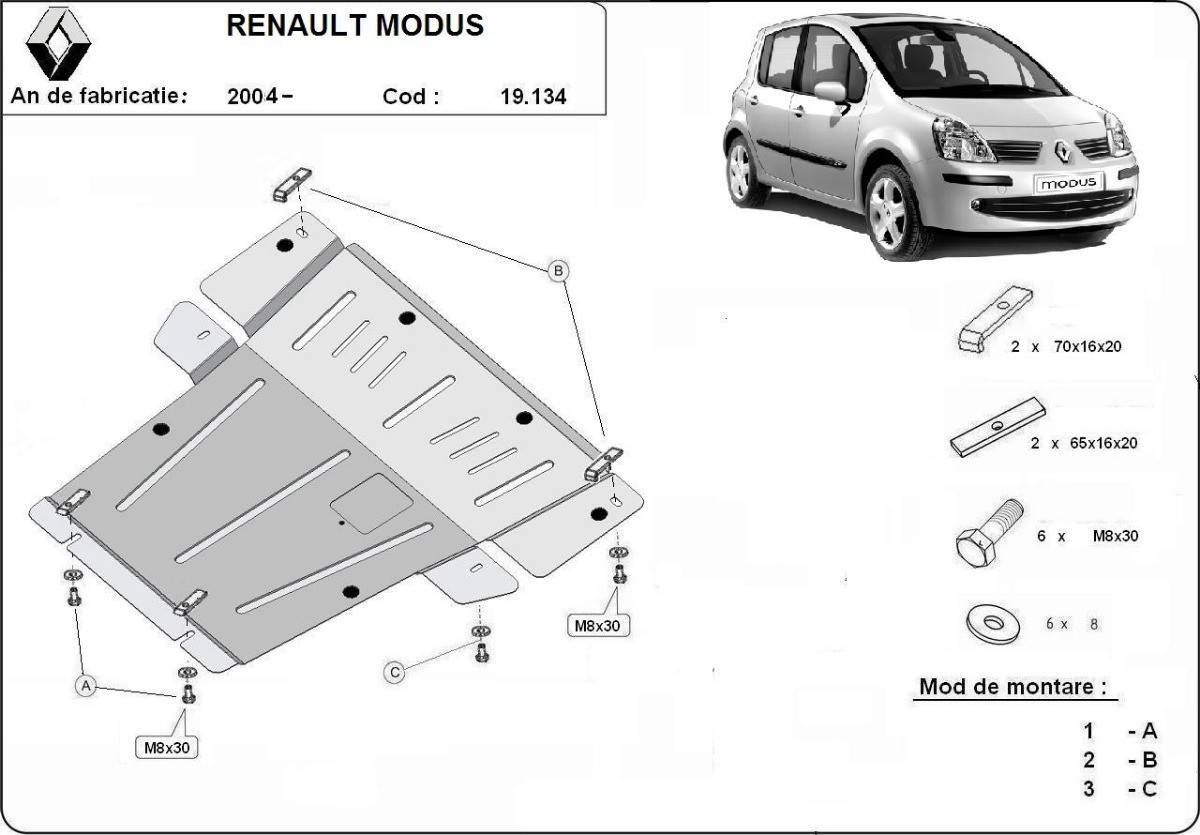 Cubre cárter metálico Renault Modus (2004-2008) a medida