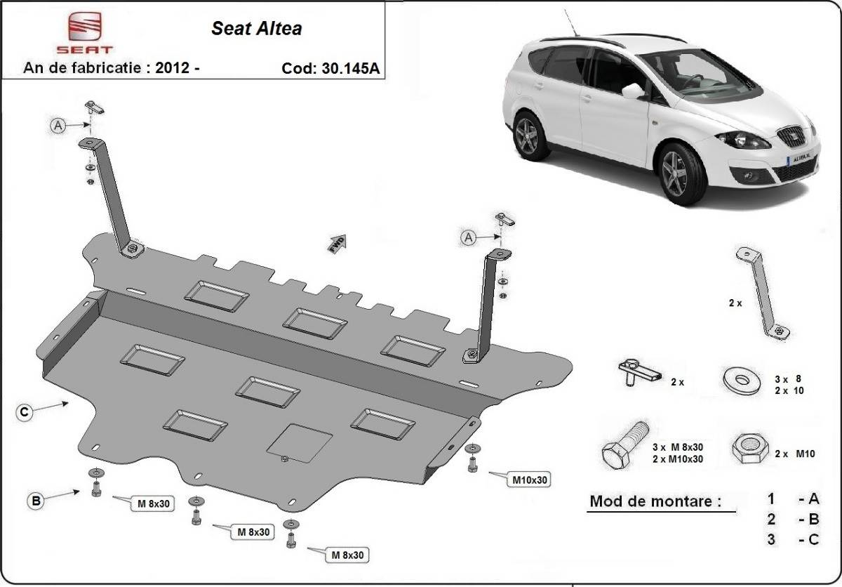 Cubre cárter metálico Seat Altea - Caja de Cambios Automática "30.145A" (2012-2022) a medida