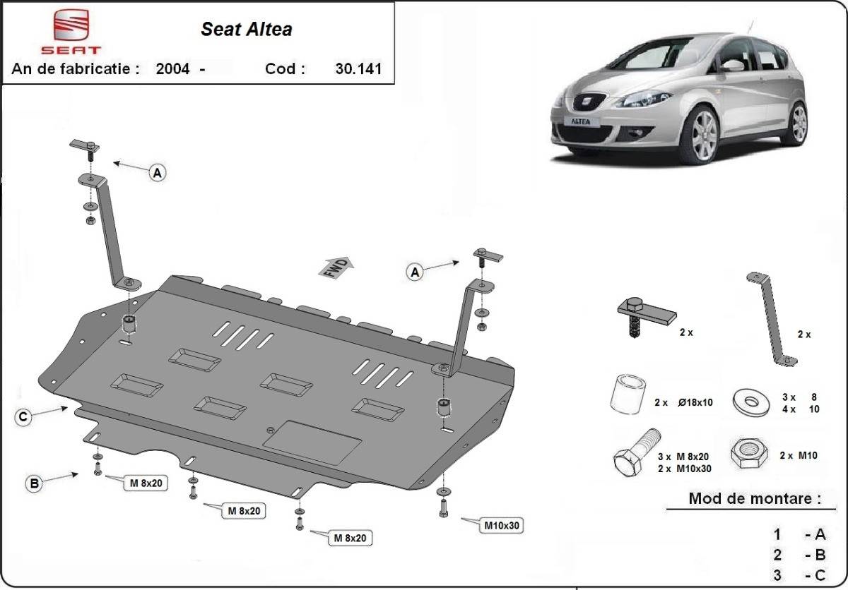 Cubre cárter metálico Seat Altea (2004-2010) a medida
