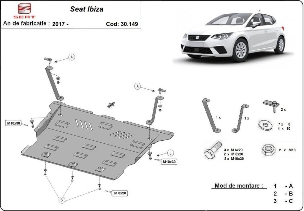 Cubre cárter metálico Seat Ibiza (2017-2022) a medida