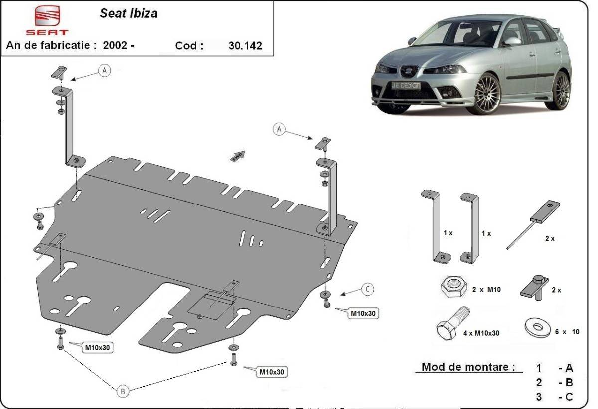 Cubre cárter metálico Seat Ibiza Gasolina (2002-2017) a medida
