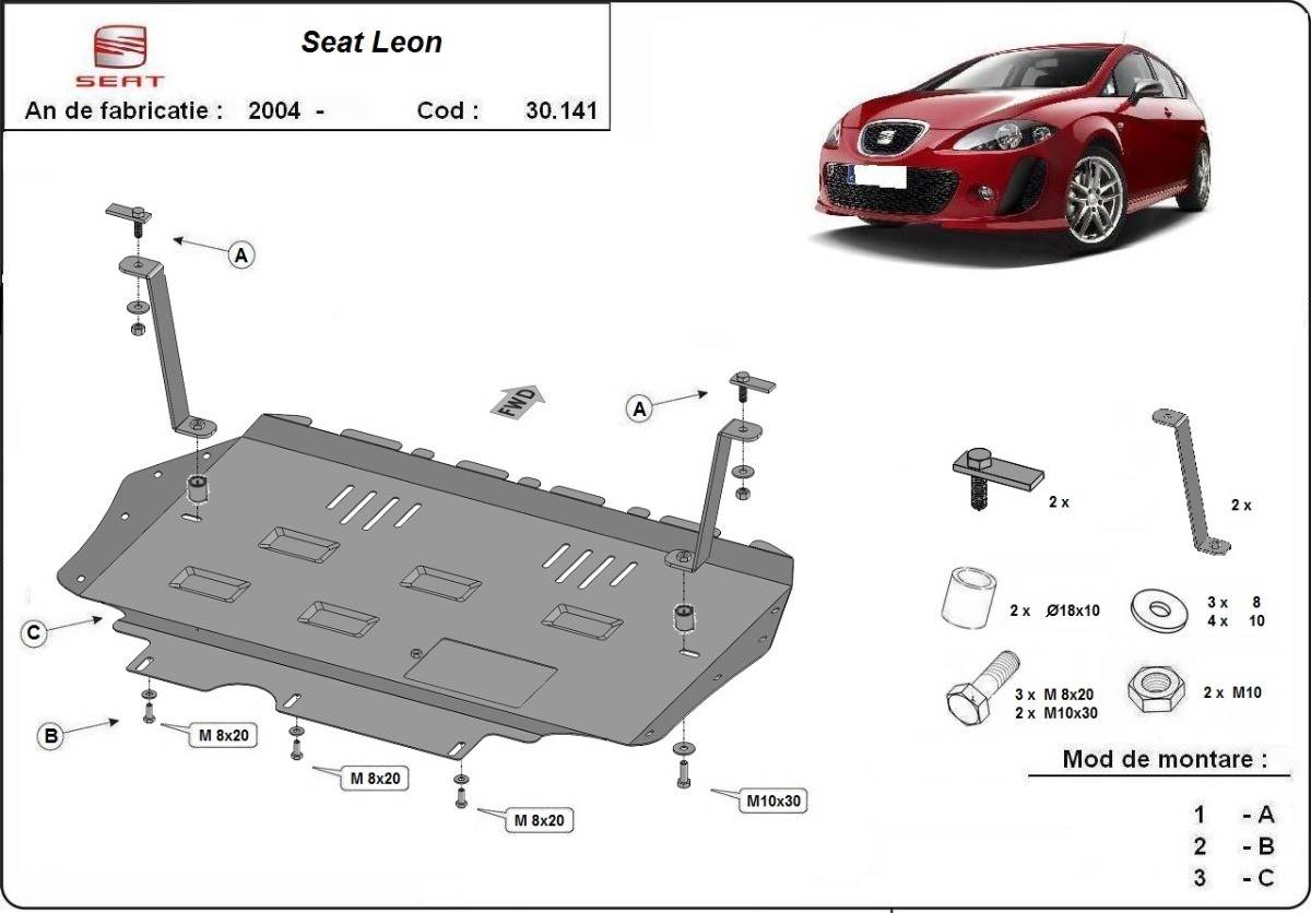 Cubre cárter metálico Seat León 2 (2005-2010) a medida