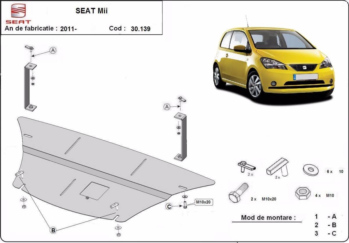 Cubre cárter metálico Seat Mii (2011-2022) a medida
