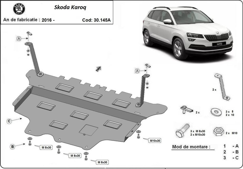 Cubre cárter metálico Skoda Karoq - Caja de Cambios Automática "30.145A" (2016-2022) a medida