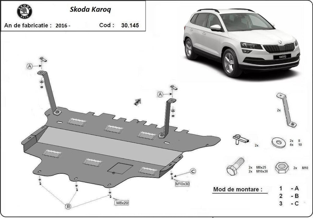 Cubre cárter metálico Skoda Karoq - Caja de Cambios Manual (2016-2022) a medida