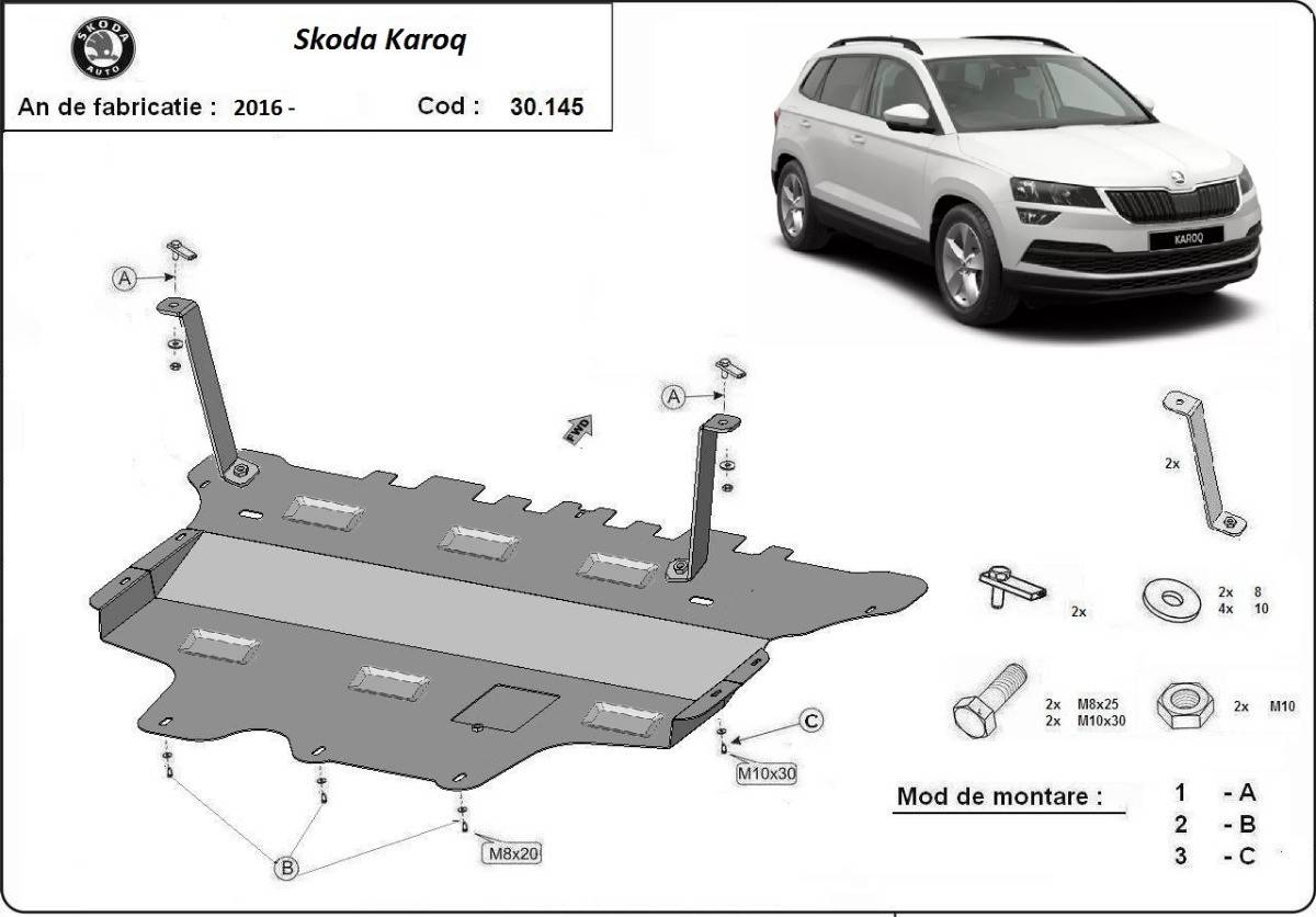 Cubre cárter metálico Skoda Karoq - Caja de Cambios Manual (2016-2022) a medida