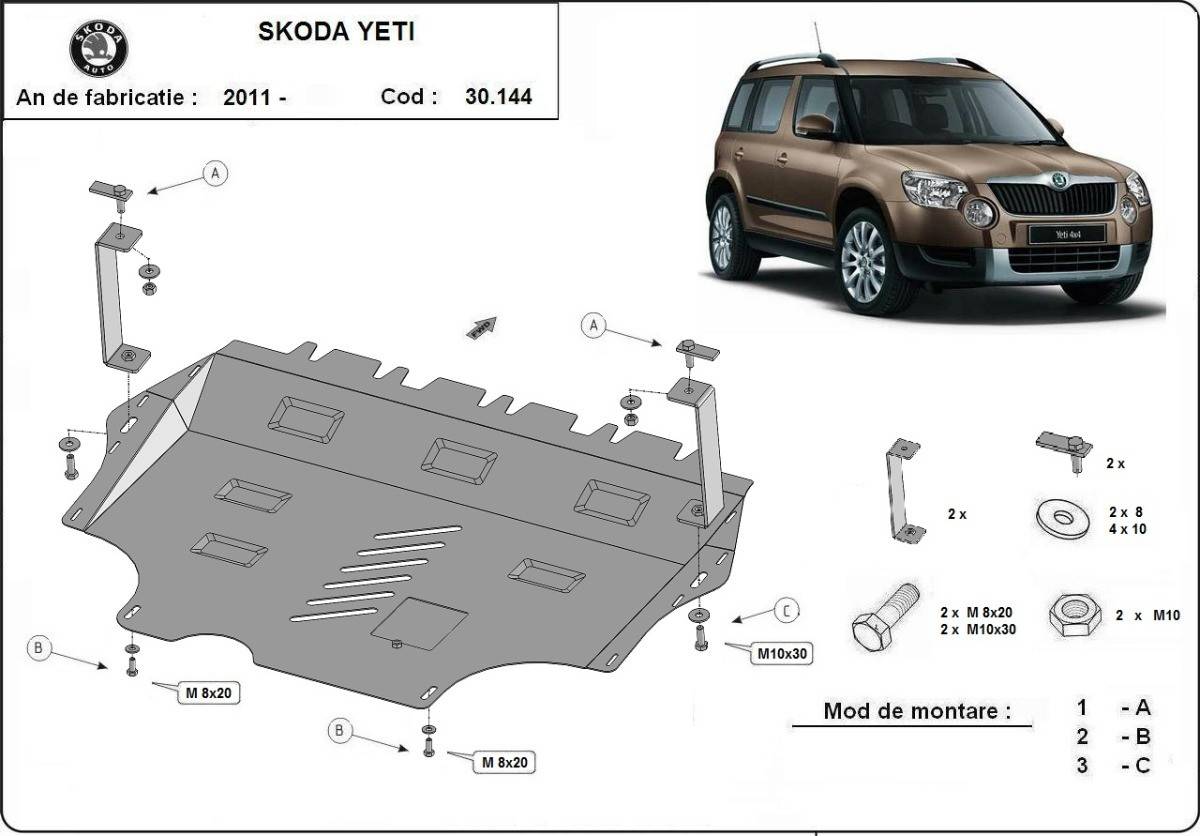 Cubre cárter metálico Skoda Yeti (2011-2017) a medida