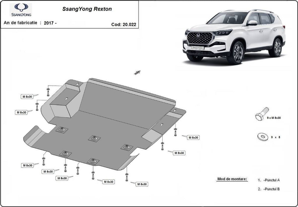 Cubre cárter metálico Ssangyong Rexton (2017-actualidad) a medida